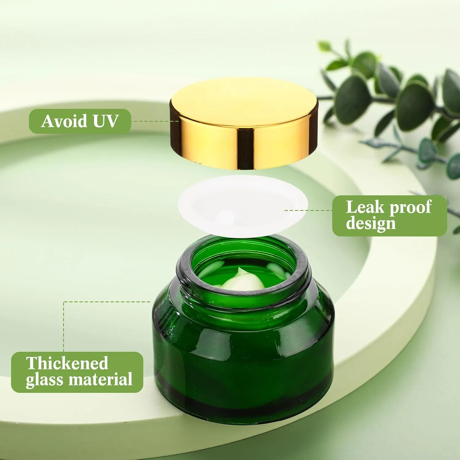 6 Pcs 0.5/1/ 2 oz Glass Jar with Lids Travel Size Containers for Toiletries Round Cosmetic Jars with Inner Travel Accessories for Storing Lip, Body Scrub, Lotion, Bath Salts(Green, Blue)