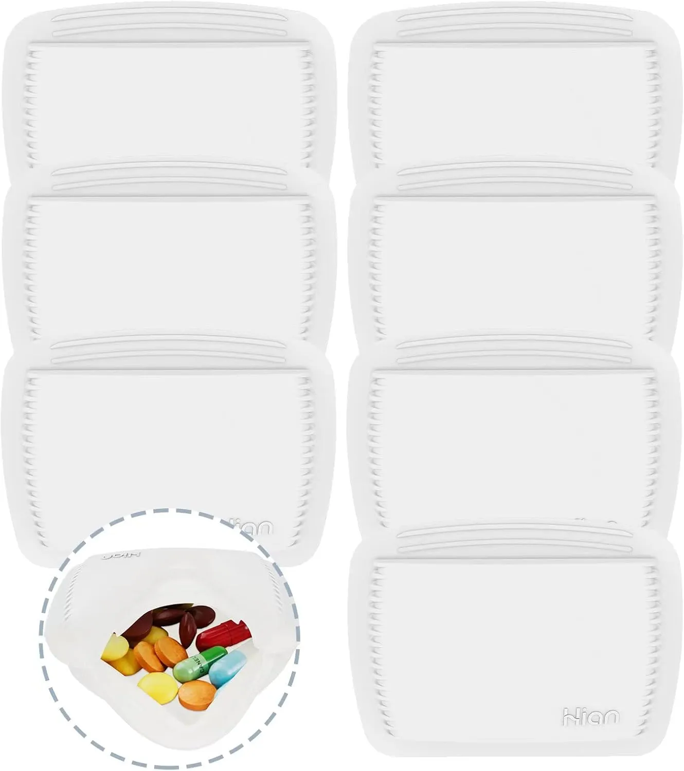 7 Pieces Pill Organizer Reusable Pocket Pill Case Portable Open Pill Pouch Silicone Small Pill Box Pill Container Pill Holder Pill Bags Organizing Medication, Vitamins, and Tablets for Travel (White)