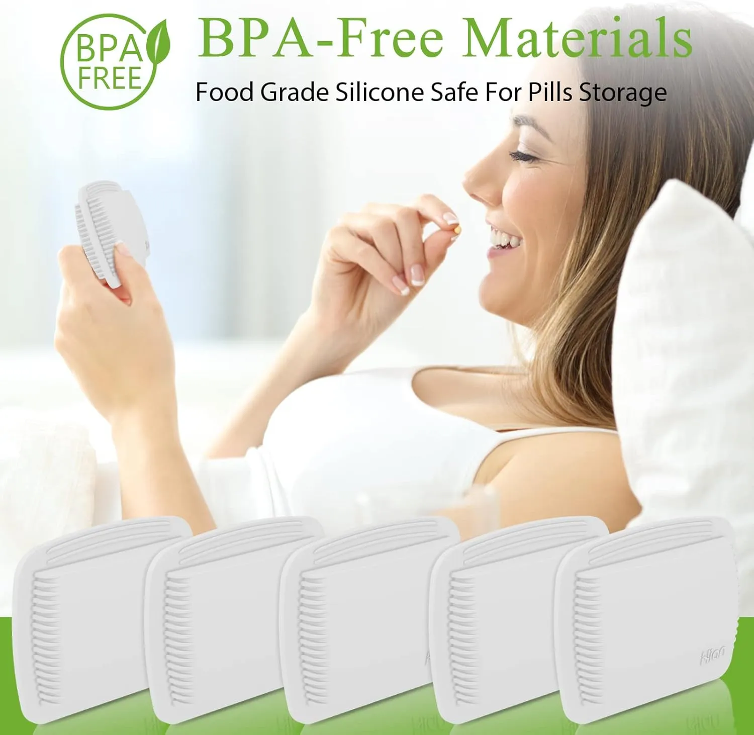 7 Pieces Pill Organizer Reusable Pocket Pill Case Portable Open Pill Pouch Silicone Small Pill Box Pill Container Pill Holder Pill Bags Organizing Medication, Vitamins, and Tablets for Travel (White)