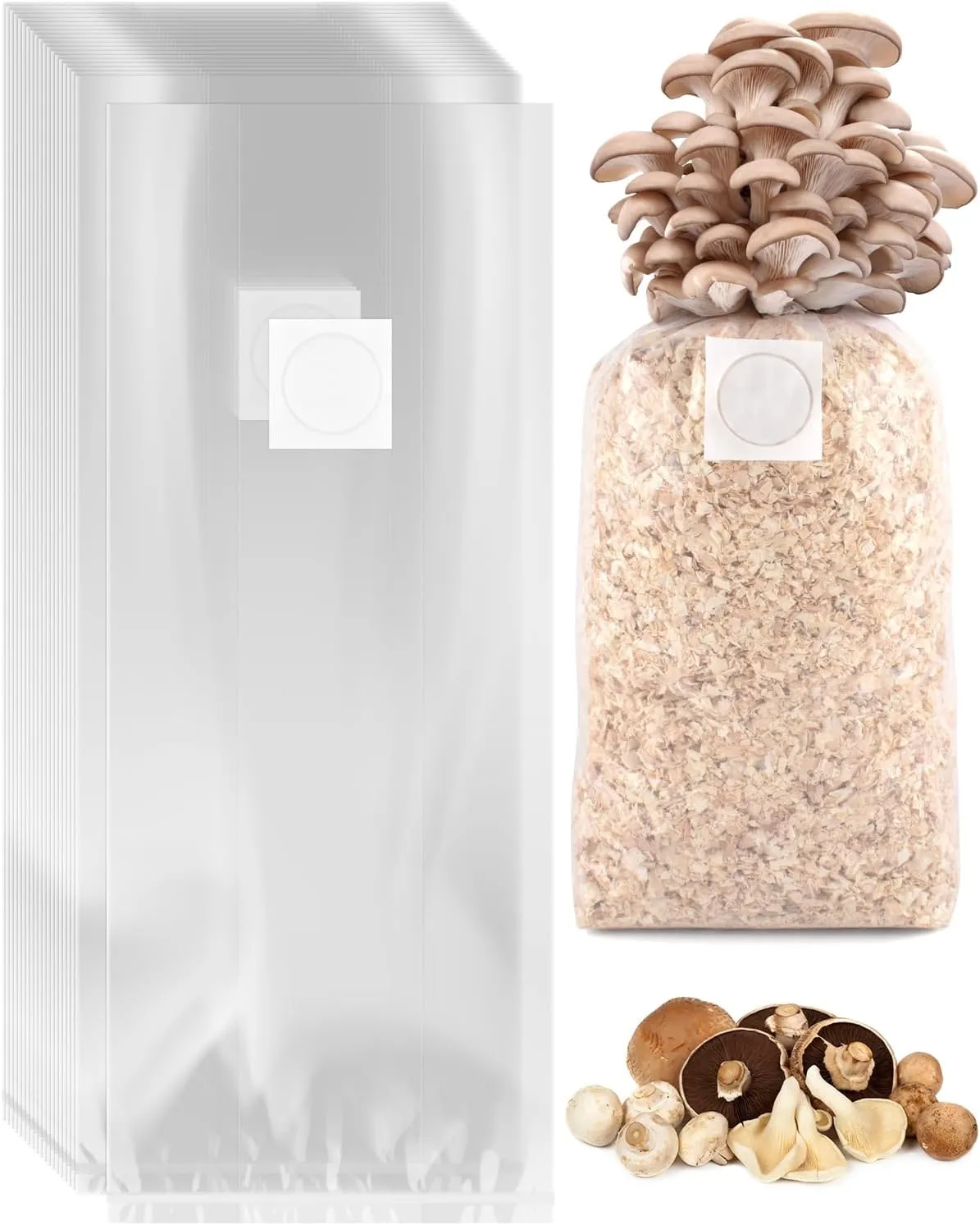 80 Pack Mushroom Grow Bags with Microporous Filter Patchs, 8"x5"x20" Large Extra Thick 3 Mil Mushroom Cultivation Spawn Bag Bulk, Durable Autoclavable Bags for Substrates Strong Tear Resistant