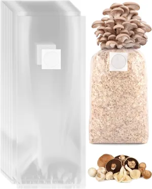 80 Pack Mushroom Grow Bags with Microporous Filter Patchs, 8"x5"x20" Large Extra Thick 3 Mil Mushroom Cultivation Spawn Bag Bulk, Durable Autoclavable Bags for Substrates Strong Tear Resistant