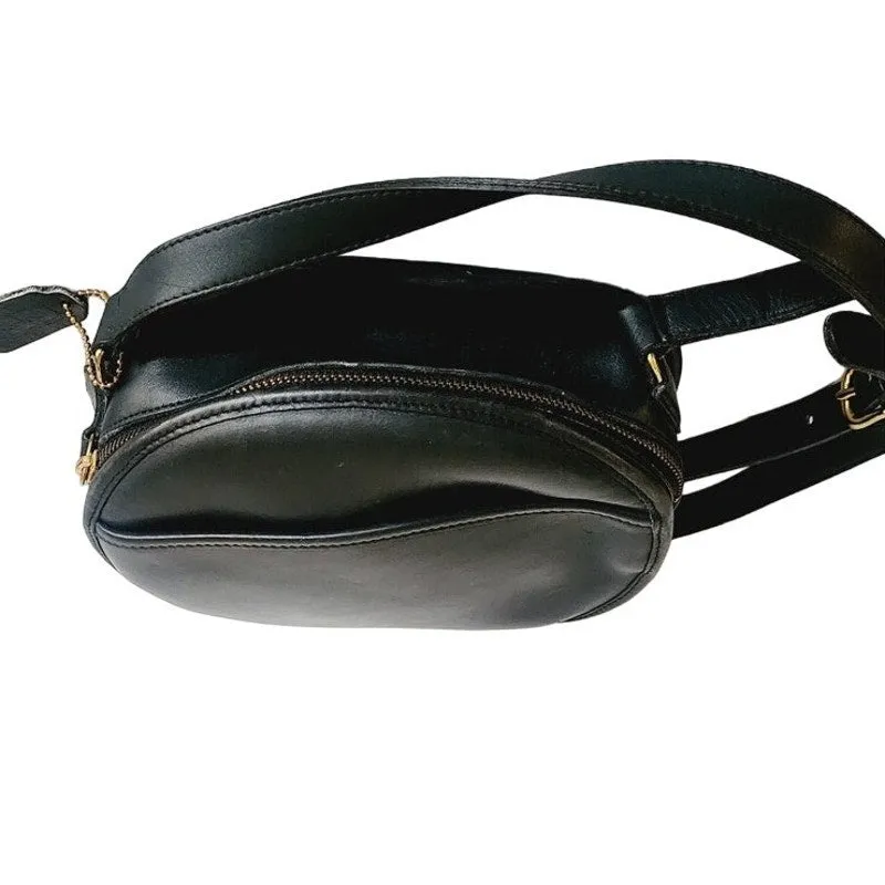 90s COACH Black Leather Shoulder Bag Canteen Mini Chester