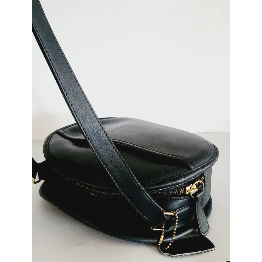 90s COACH Black Leather Shoulder Bag Canteen Mini Chester