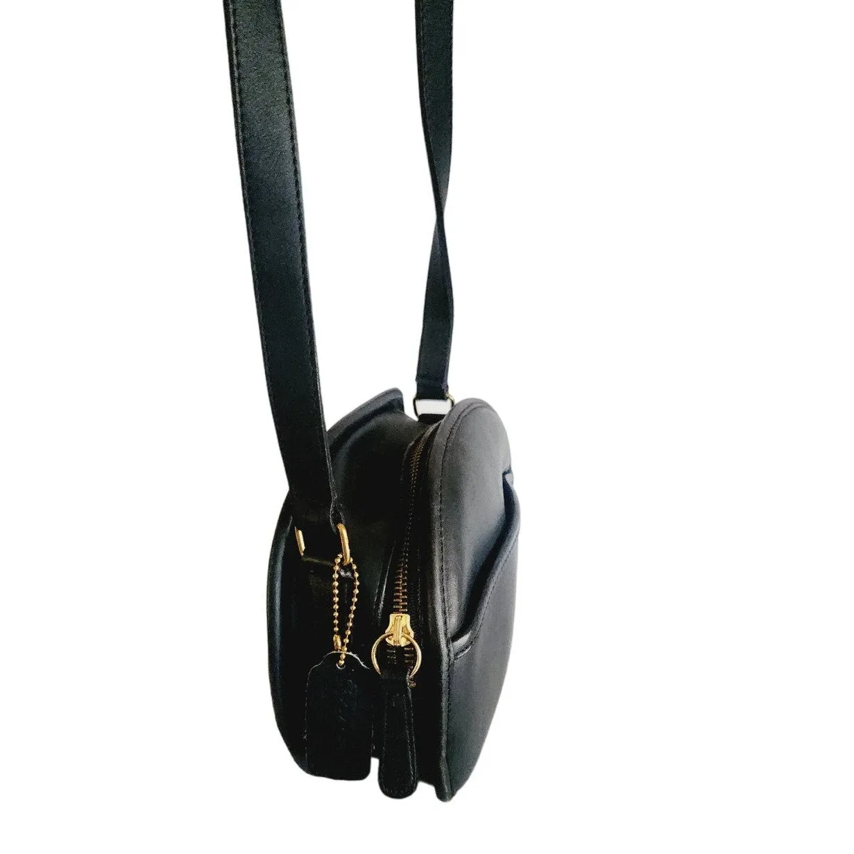 90s COACH Black Leather Shoulder Bag Canteen Mini Chester
