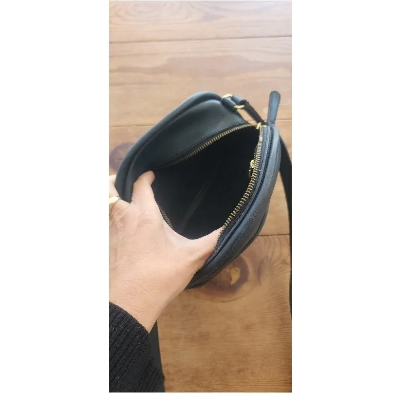 90s COACH Black Leather Shoulder Bag Canteen Mini Chester