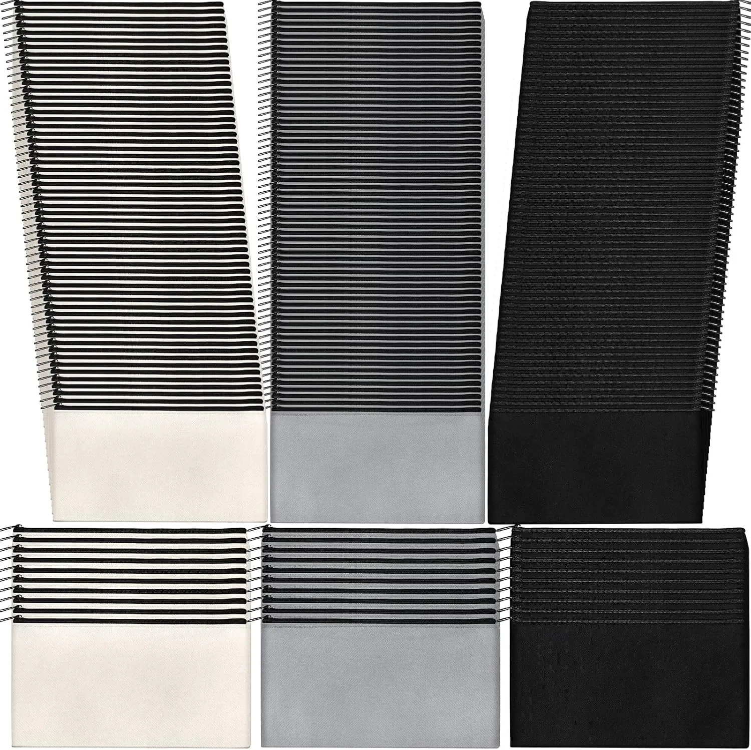 99 Pack Blank Canvas Bag Bulk DIY Craft Zipper Pouch Sublimation Blanks Makeup Pencil Cosmetic Travel Toiletry Storage 8.3 x 5 Inch(Gray, Black, White)