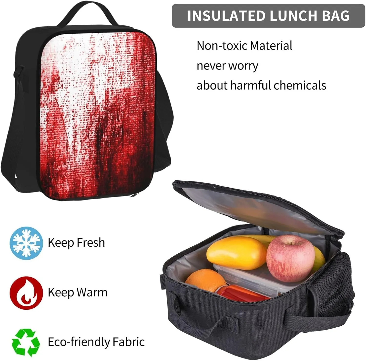 Abstract Bloody Multifunctional Pocket Backpack Crossbody Lunch Bag Pencil Case 3Pcs Set Large Capacity Backpack