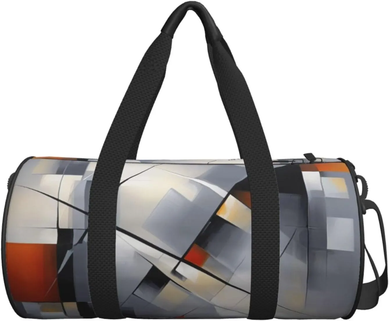 Abstract Gray Printed Travel Bag,Round Personal Item Storage bag,Foldie Duffel Bag for Traveling Vacation,Fitness,Sports