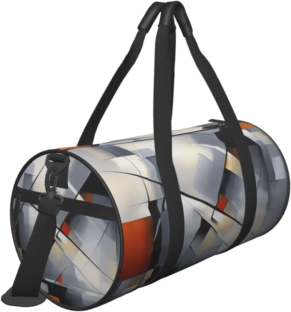 Abstract Gray Printed Travel Bag,Round Personal Item Storage bag,Foldie Duffel Bag for Traveling Vacation,Fitness,Sports