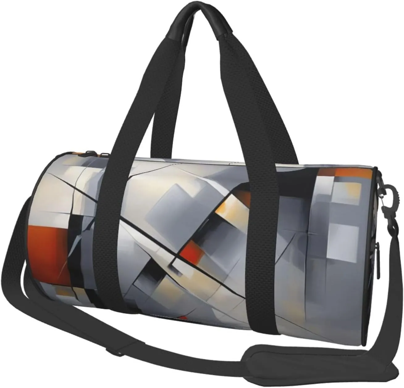 Abstract Gray Printed Travel Bag,Round Personal Item Storage bag,Foldie Duffel Bag for Traveling Vacation,Fitness,Sports