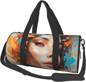 Abstract Whispers Printed Travel Bag,Round Personal Item Storage bag,Foldie Duffel Bag for Traveling Vacation,Fitness,Sports