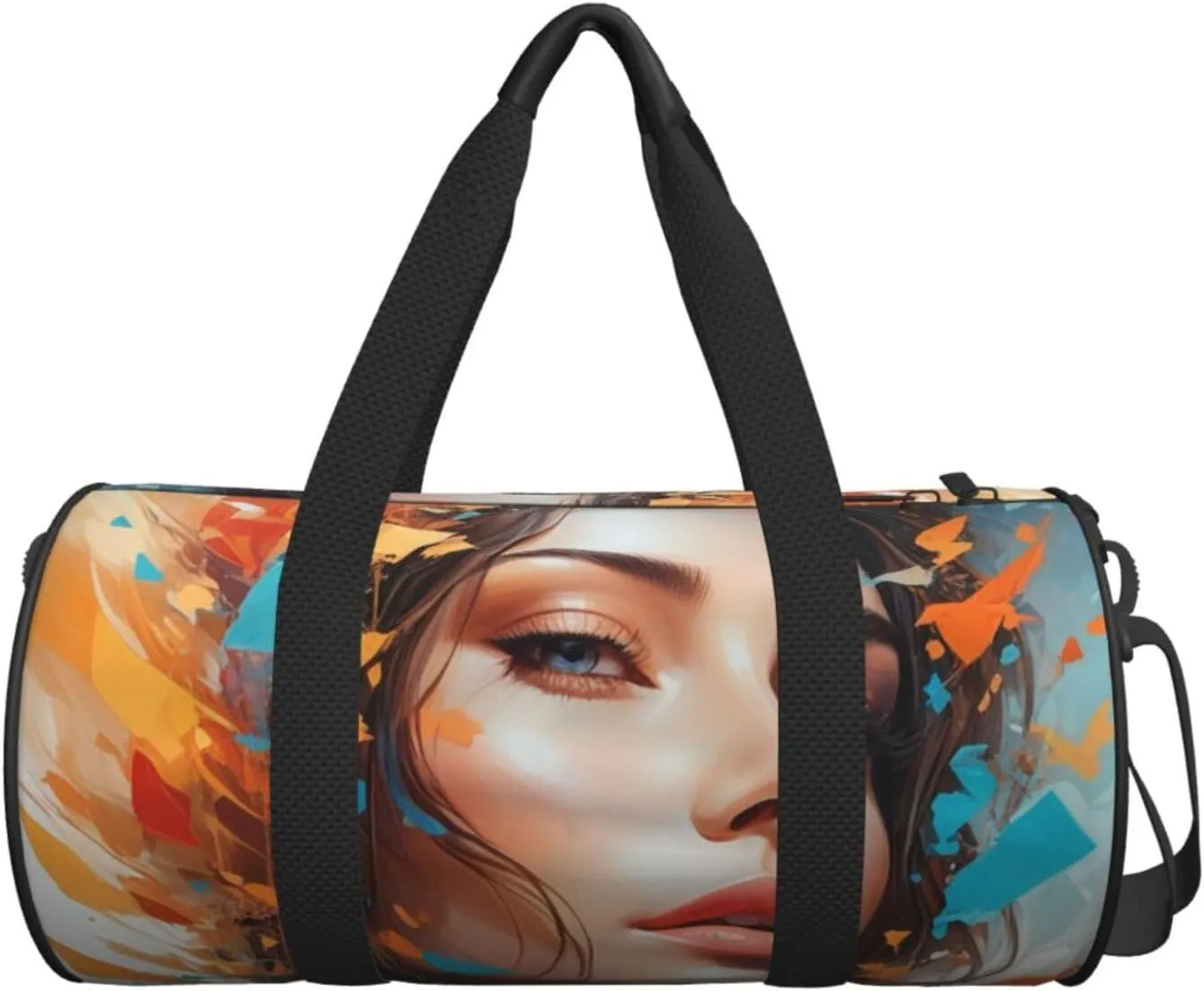 Abstract Whispers Printed Travel Bag,Round Personal Item Storage bag,Foldie Duffel Bag for Traveling Vacation,Fitness,Sports