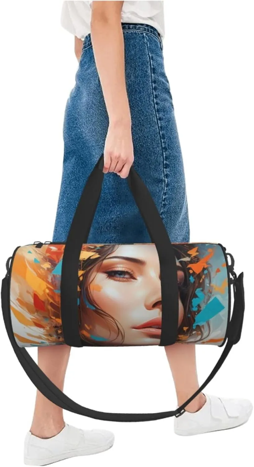 Abstract Whispers Printed Travel Bag,Round Personal Item Storage bag,Foldie Duffel Bag for Traveling Vacation,Fitness,Sports