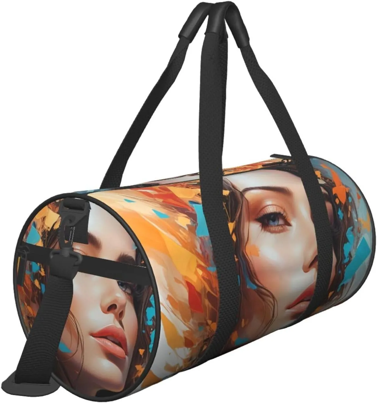 Abstract Whispers Printed Travel Bag,Round Personal Item Storage bag,Foldie Duffel Bag for Traveling Vacation,Fitness,Sports