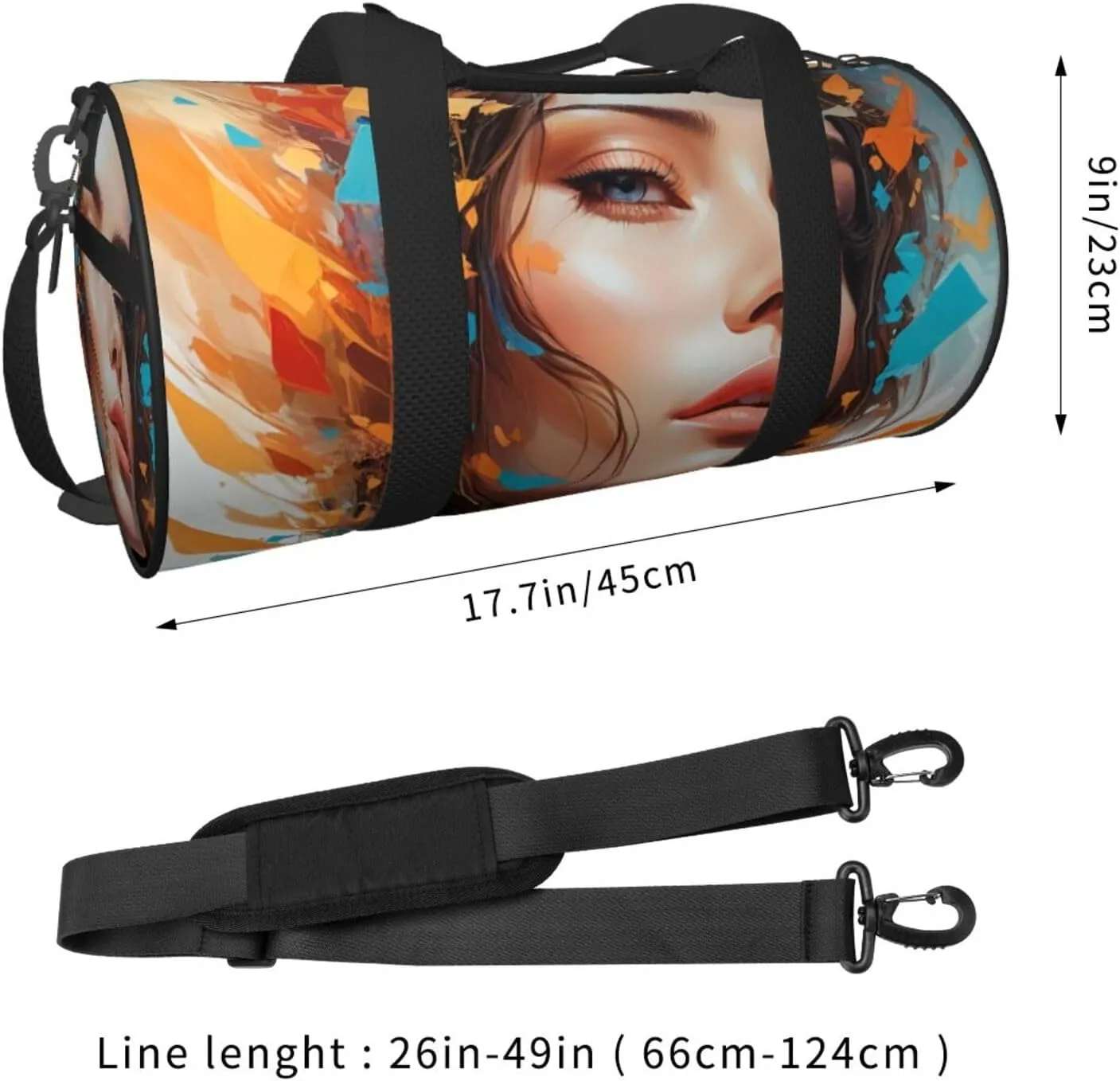 Abstract Whispers Printed Travel Bag,Round Personal Item Storage bag,Foldie Duffel Bag for Traveling Vacation,Fitness,Sports