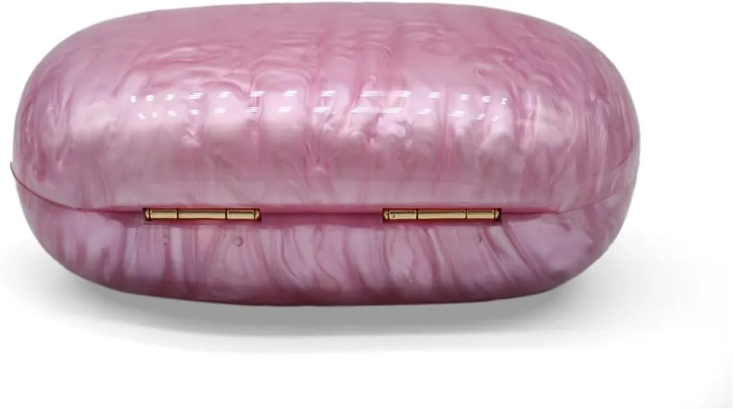 Acrylic Evening Clutch Bag for Women Shell Shape Shoulder Crossbody Bag Glitter Marble Purse Handbag