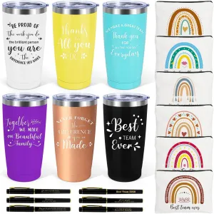 Administrative Professional Day Gifts, 6 Set Employee Appreciation Gifts Bulk, Gift for Coworkers Teachers Nurses, 20 OZ Inspirational Tumbler Makeup Bags Pen Thank You Gift For Women Men Team Staffs