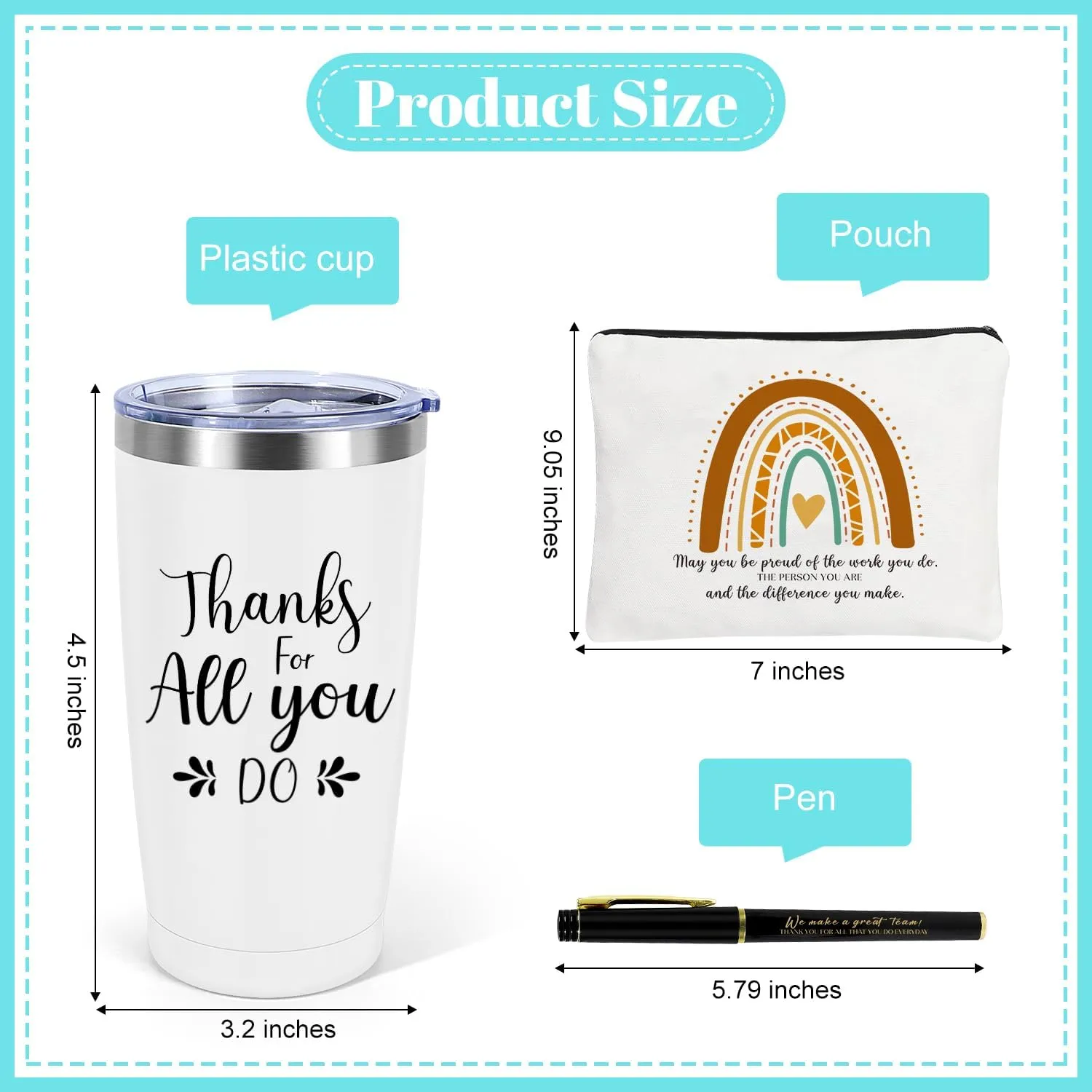 Administrative Professional Day Gifts, 6 Set Employee Appreciation Gifts Bulk, Gift for Coworkers Teachers Nurses, 20 OZ Inspirational Tumbler Makeup Bags Pen Thank You Gift For Women Men Team Staffs