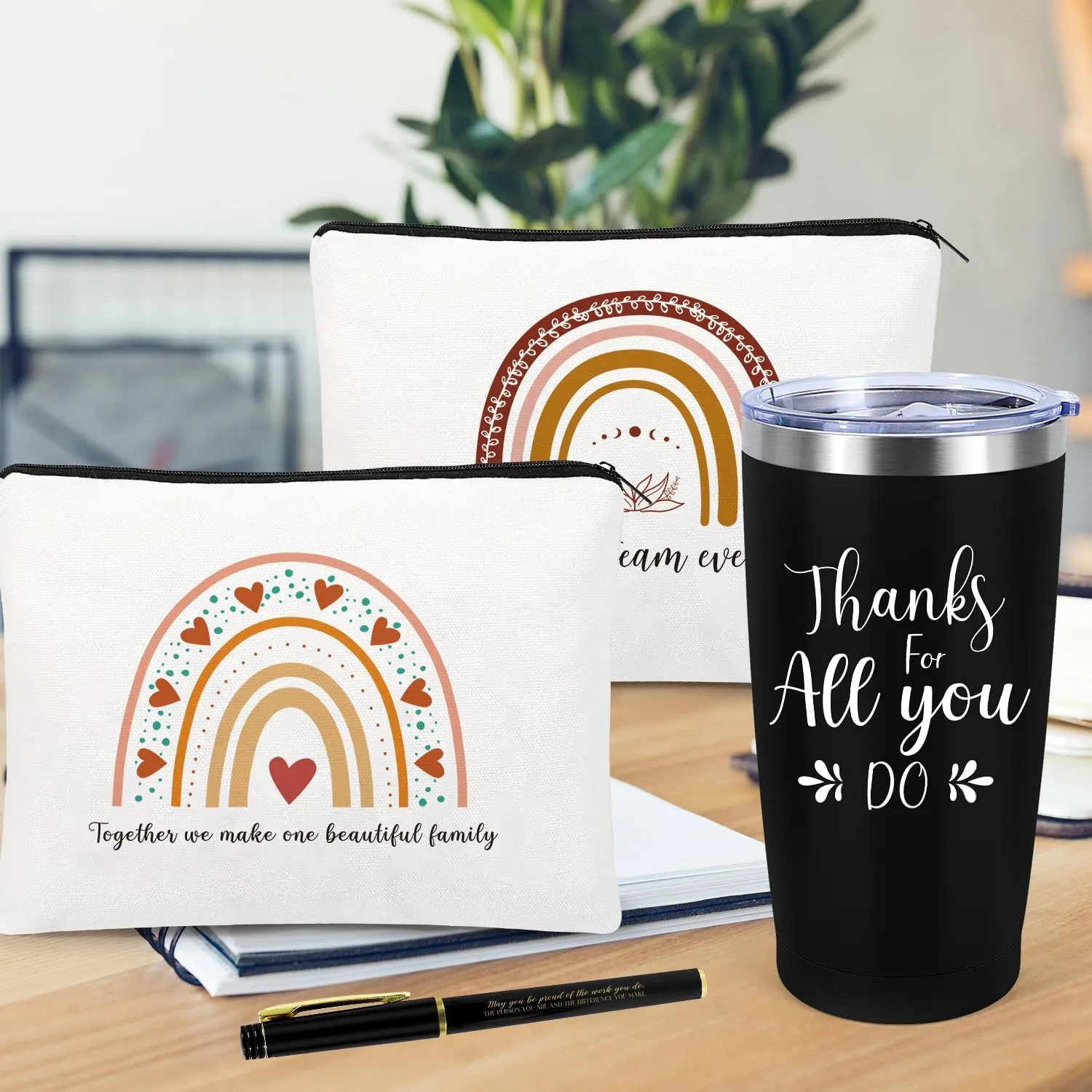 Administrative Professional Day Gifts, 6 Set Employee Appreciation Gifts Bulk, Gift for Coworkers Teachers Nurses, 20 OZ Inspirational Tumbler Makeup Bags Pen Thank You Gift For Women Men Team Staffs