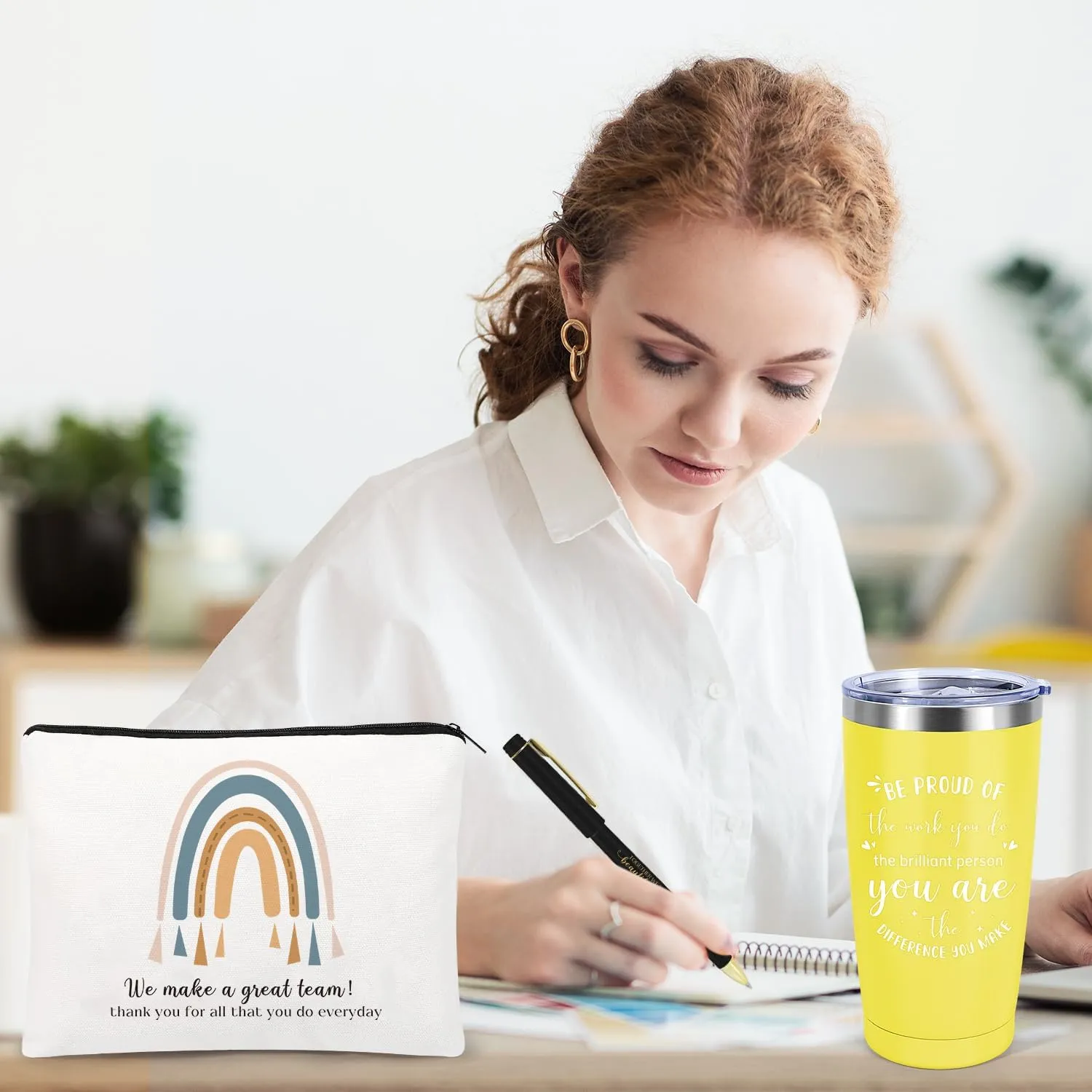 Administrative Professional Day Gifts, 6 Set Employee Appreciation Gifts Bulk, Gift for Coworkers Teachers Nurses, 20 OZ Inspirational Tumbler Makeup Bags Pen Thank You Gift For Women Men Team Staffs