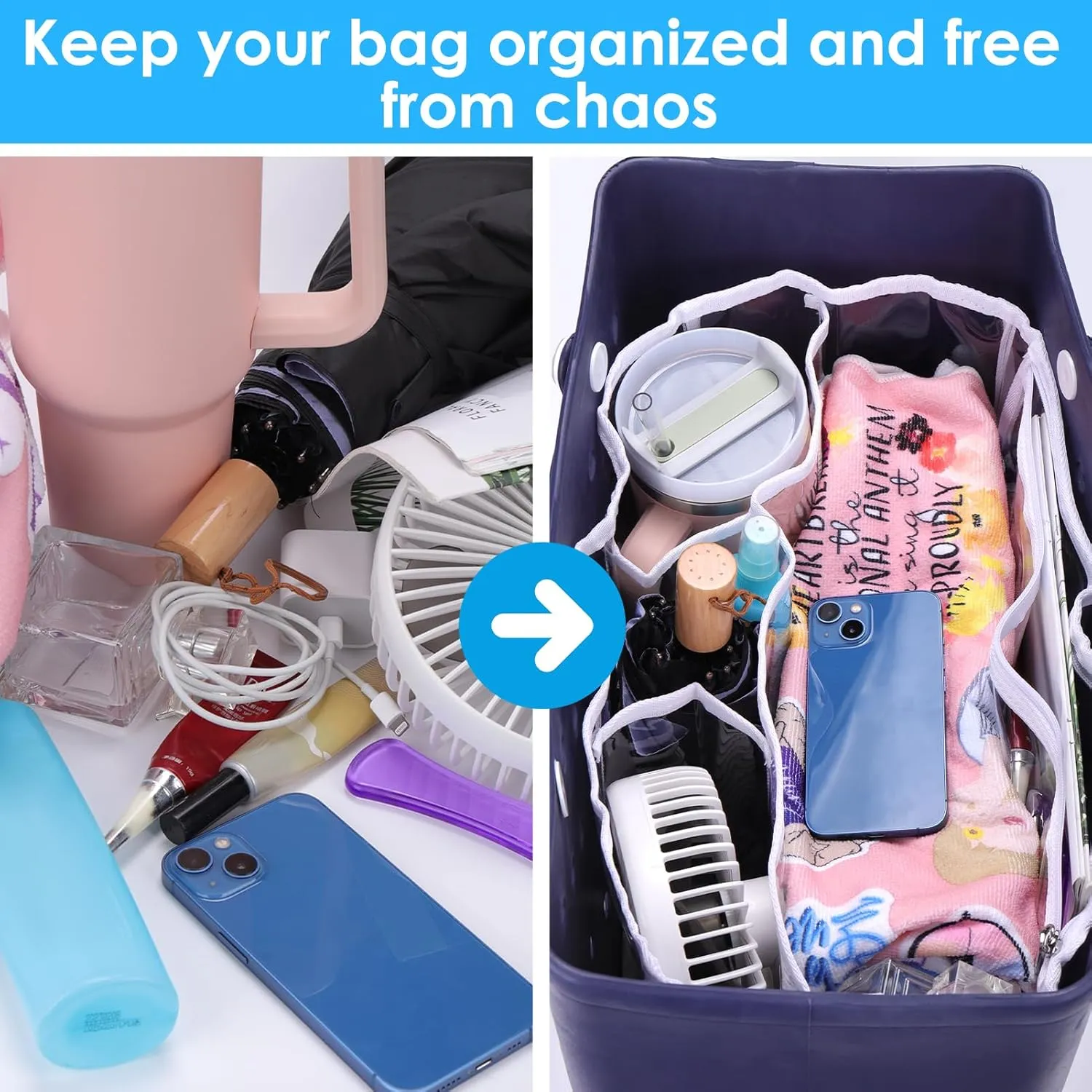 AIERSA Clear Beach Bag Organizer Compatible with Bogg Bag X Large Size, Transparent Insert Divider Liner for XL Bogg Bag Accessories -White