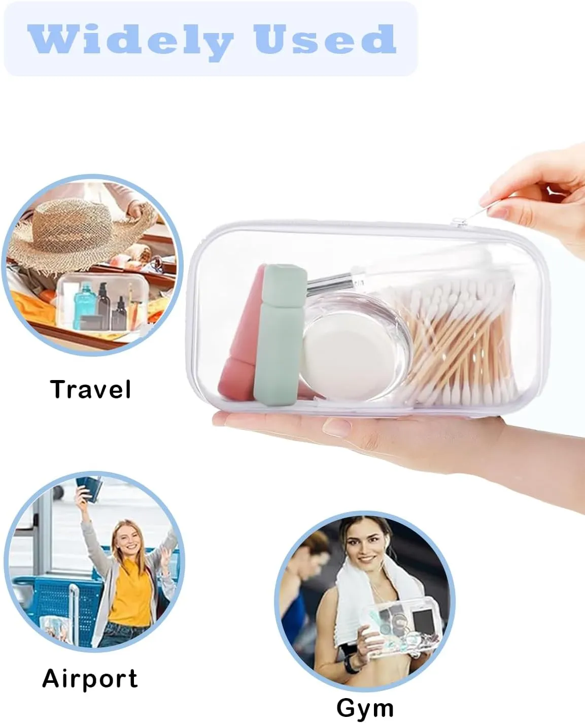 Aimery 3 Pack Clear Hard Shell Zipper Case, Waterproof Hard Plastic Zipper Pouch,Portable Clear Travel Makeup Case,Toiletry & Cosmetic Bag, Storage Pouch For Snacks Toy
