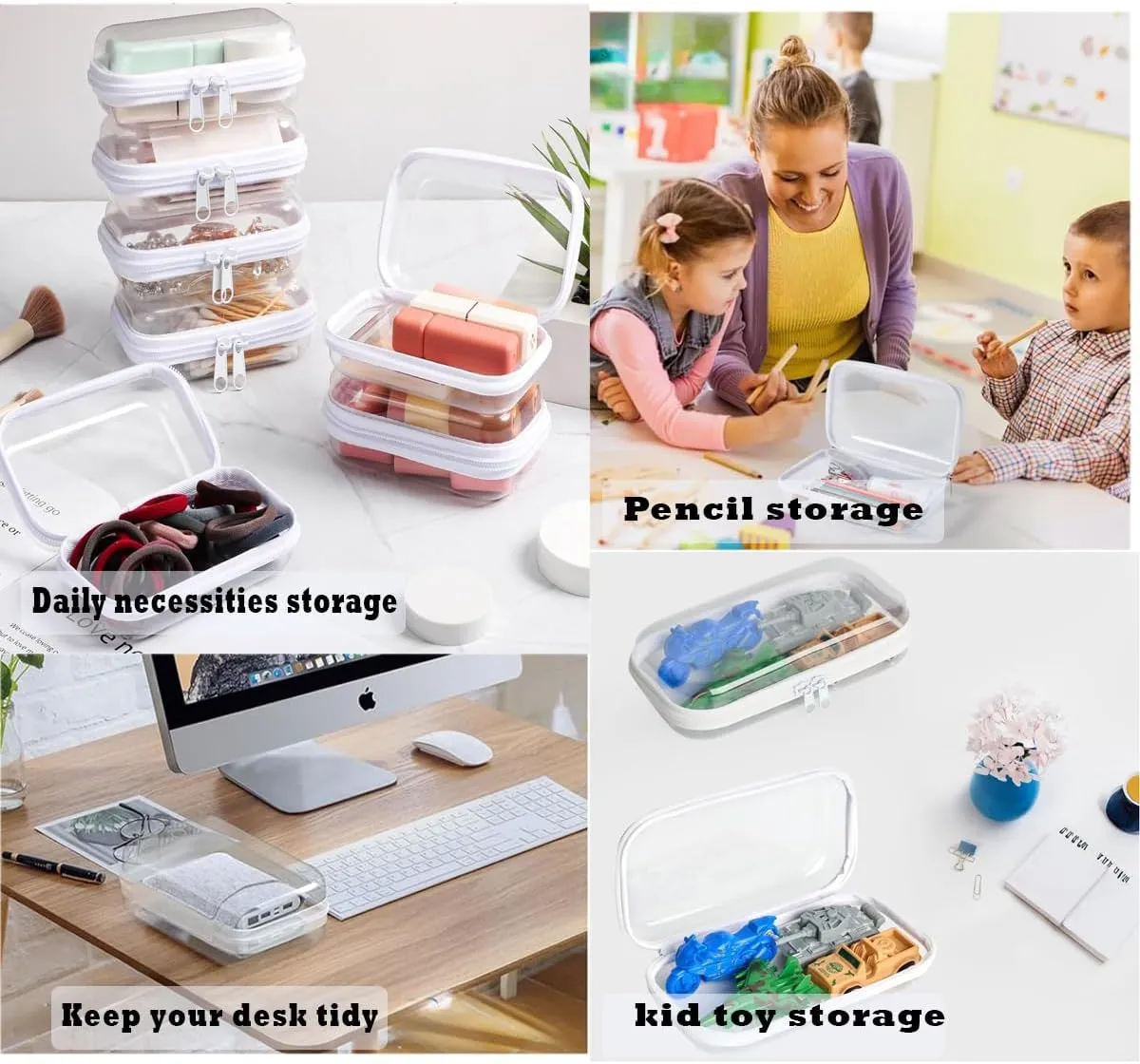 Aimery 3 Pack Clear Hard Shell Zipper Case, Waterproof Hard Plastic Zipper Pouch,Portable Clear Travel Makeup Case,Toiletry & Cosmetic Bag, Storage Pouch For Snacks Toy