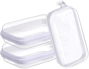 Aimery 3 Pack Clear Hard Shell Zipper Case, Waterproof Hard Plastic Zipper Pouch,Portable Clear Travel Makeup Case,Toiletry & Cosmetic Bag, Storage Pouch For Snacks Toy
