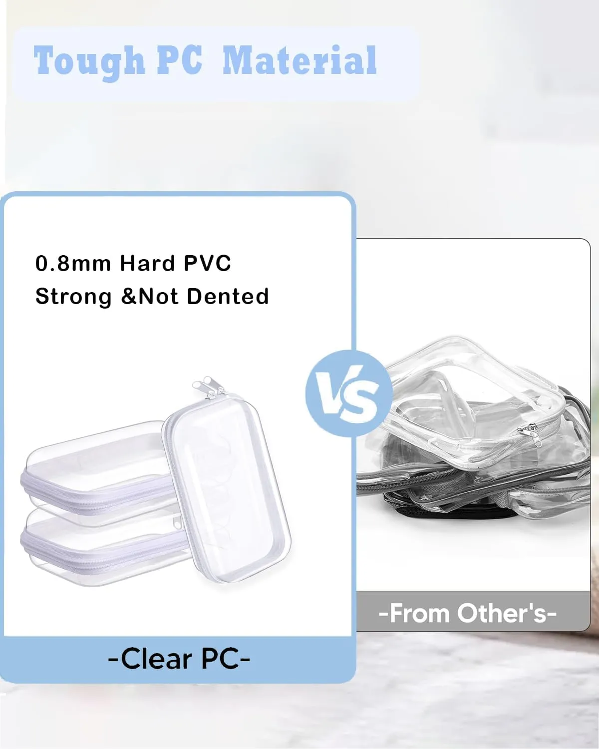 Aimery 3 Pack Clear Hard Shell Zipper Case, Waterproof Hard Plastic Zipper Pouch,Portable Clear Travel Makeup Case,Toiletry & Cosmetic Bag, Storage Pouch For Snacks Toy