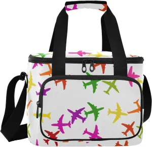 Airplane White Insulated Cooler Bag for Women Men Leakproof 24 Can Camping Cooling Bags for Beach Hiking Everyday Use