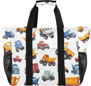 ALAZA Cartoon Cars Transport Waterproof Beach Tote Bags