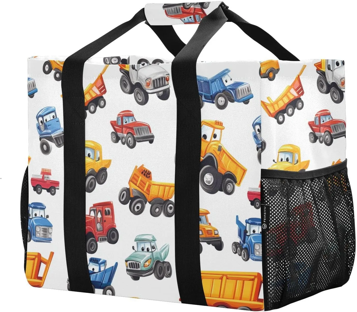 ALAZA Cartoon Cars Transport Waterproof Beach Tote Bags