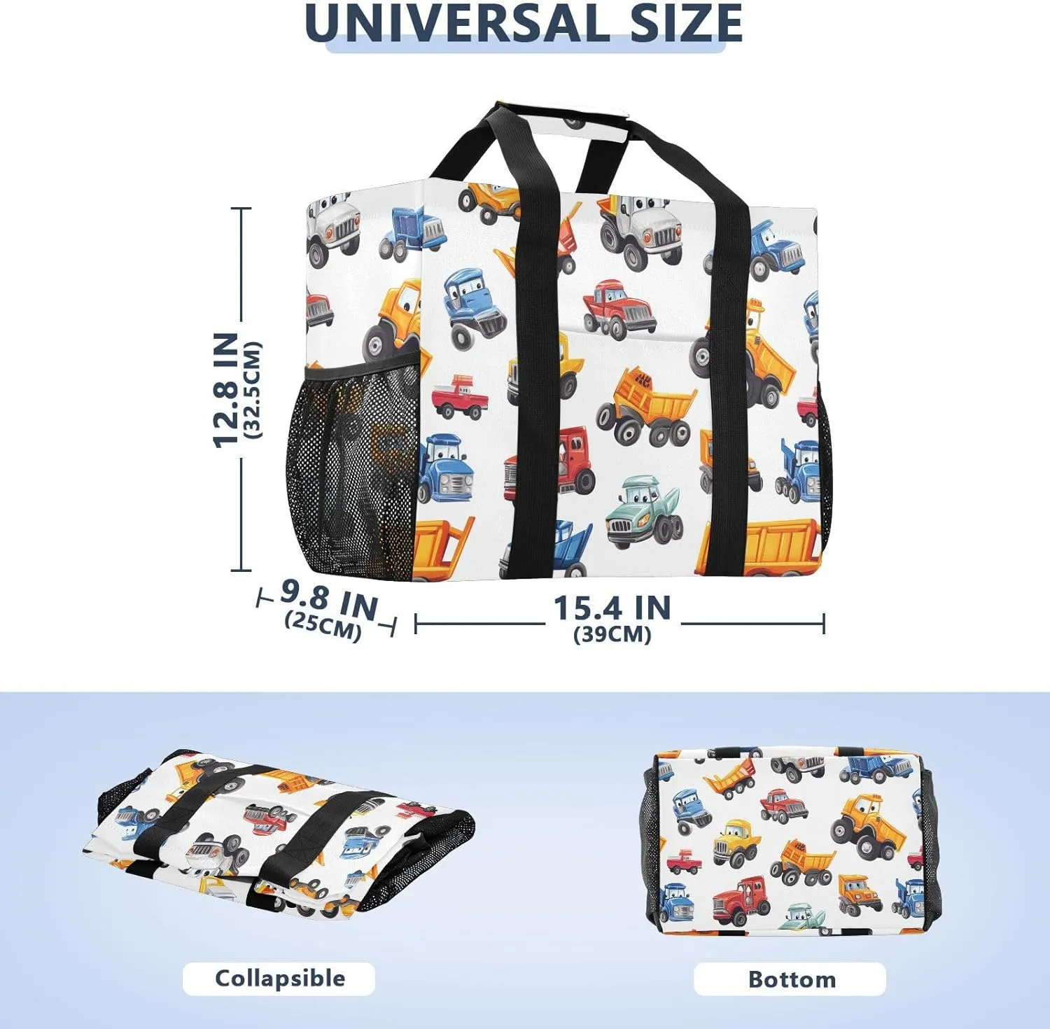 ALAZA Cartoon Cars Transport Waterproof Beach Tote Bags