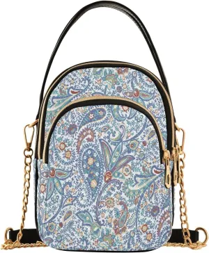 ALAZA Chain Crossbody Bags for Women Beautiful Paisley Exotic Quilted Shoulder Crossbody Handbags Travel Cross Body Cell Phone Purses Bags