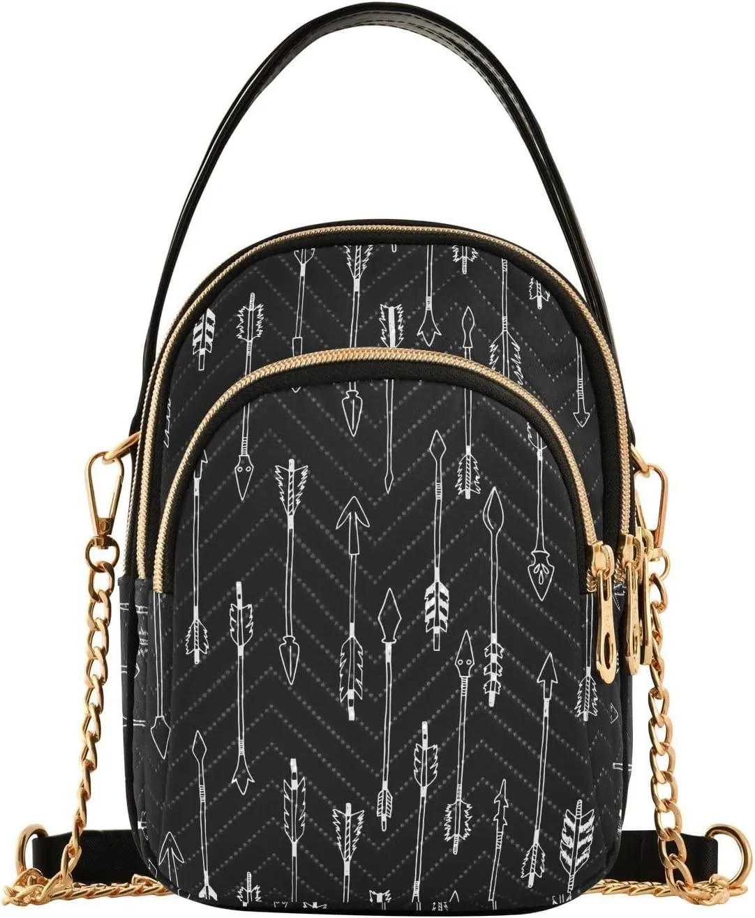 ALAZA Chain Crossbody Bags for Women Hand Drawn Arrows Quilted Shoulder Crossbody Handbags Travel Cross Body Cell Phone Purses Bags