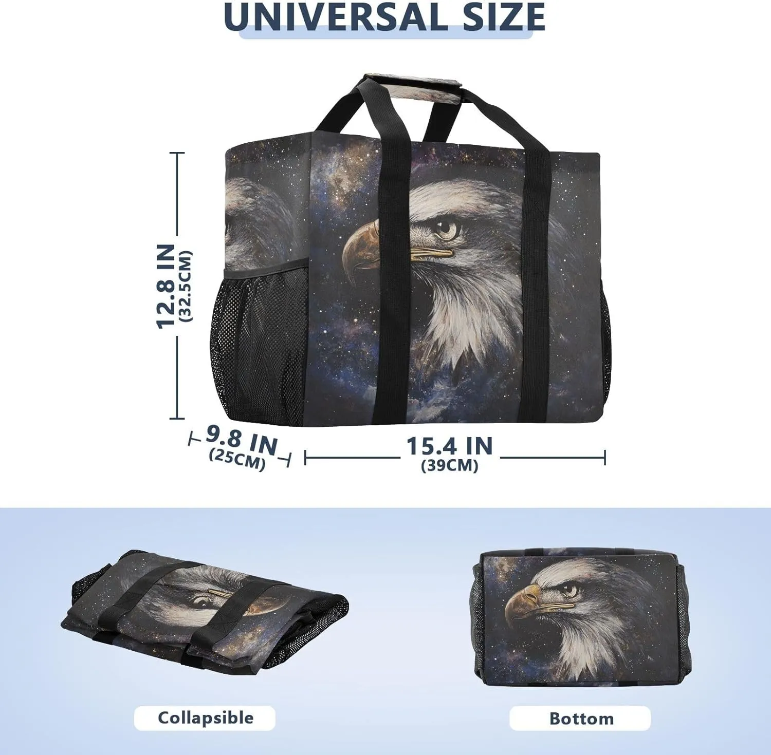 ALAZA Eagles Star Independence Day Waterproof Beach Tote Bags