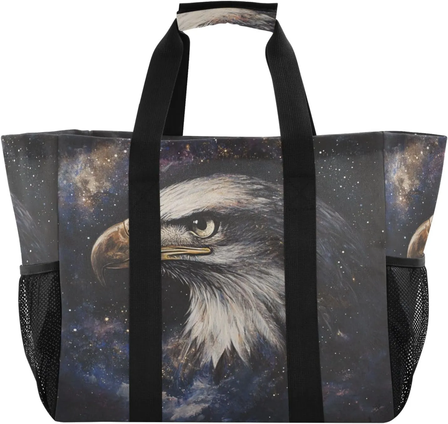 ALAZA Eagles Star Independence Day Waterproof Beach Tote Bags