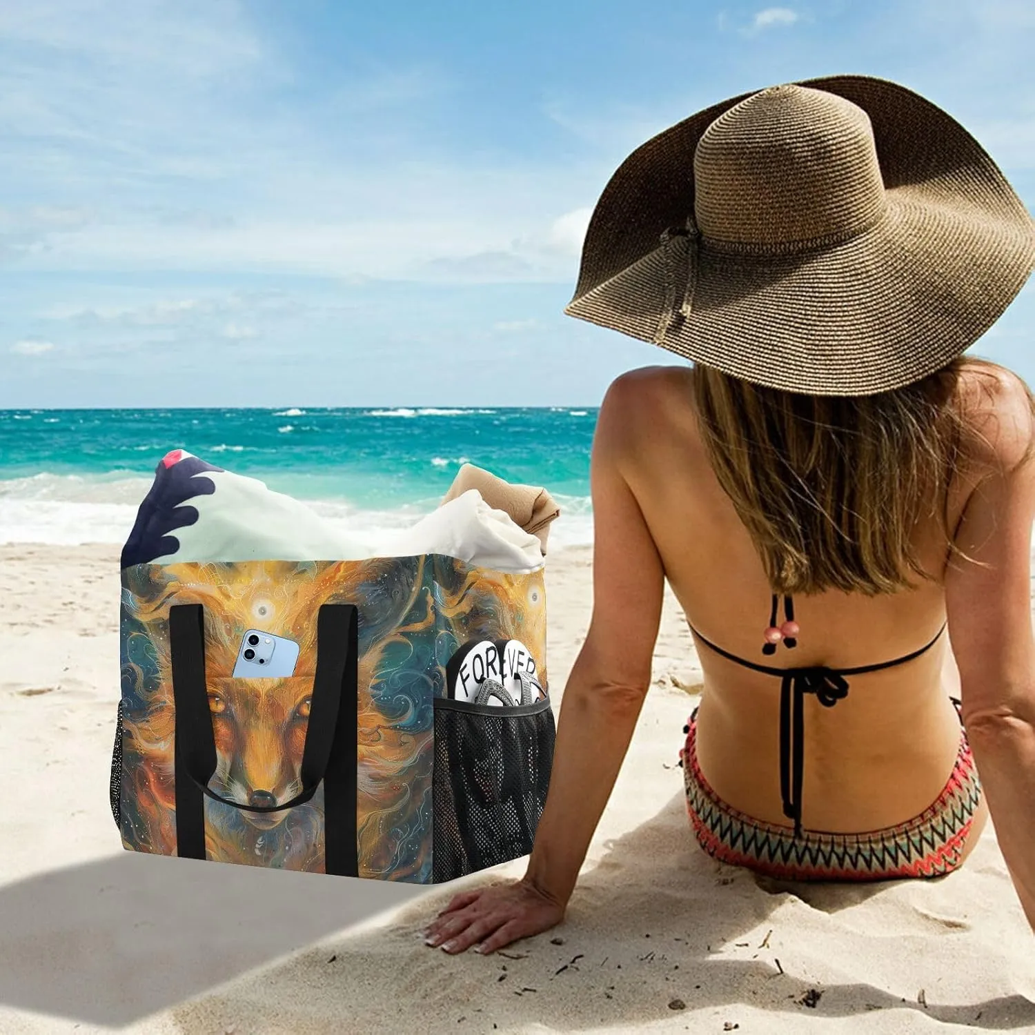 ALAZA Fox Dreamcatcher Waterproof Beach Tote Bags