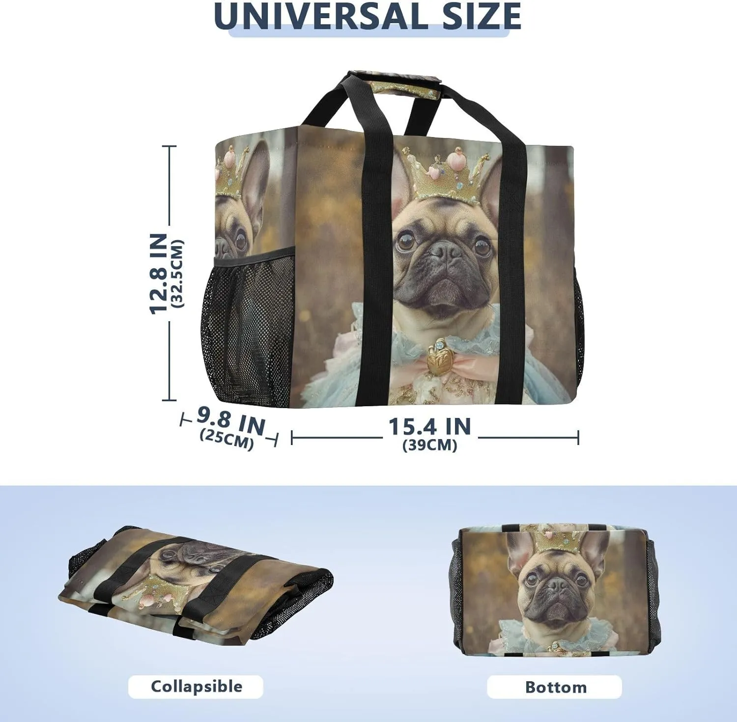 ALAZA French Bulldog Cute Puppy Sleeping in Blanket Waterproof Beach Tote Bags