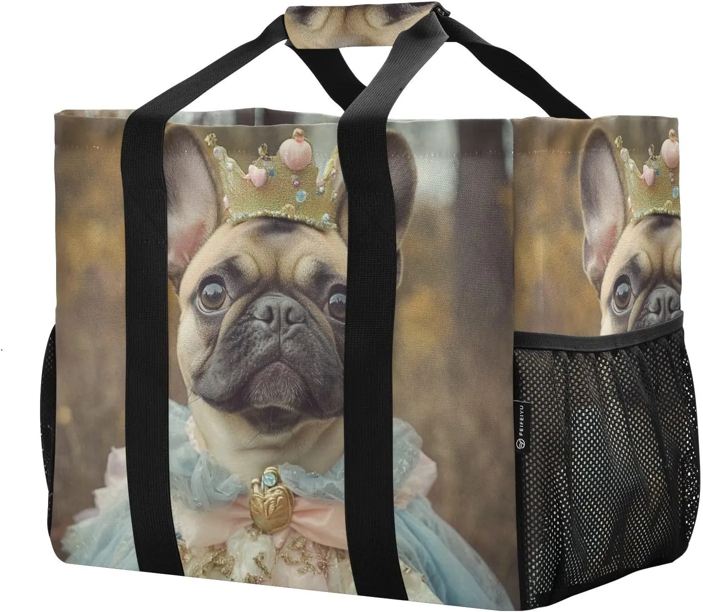 ALAZA French Bulldog Cute Puppy Sleeping in Blanket Waterproof Beach Tote Bags