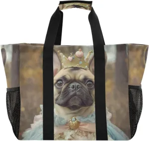 ALAZA French Bulldog Cute Puppy Sleeping in Blanket Waterproof Beach Tote Bags