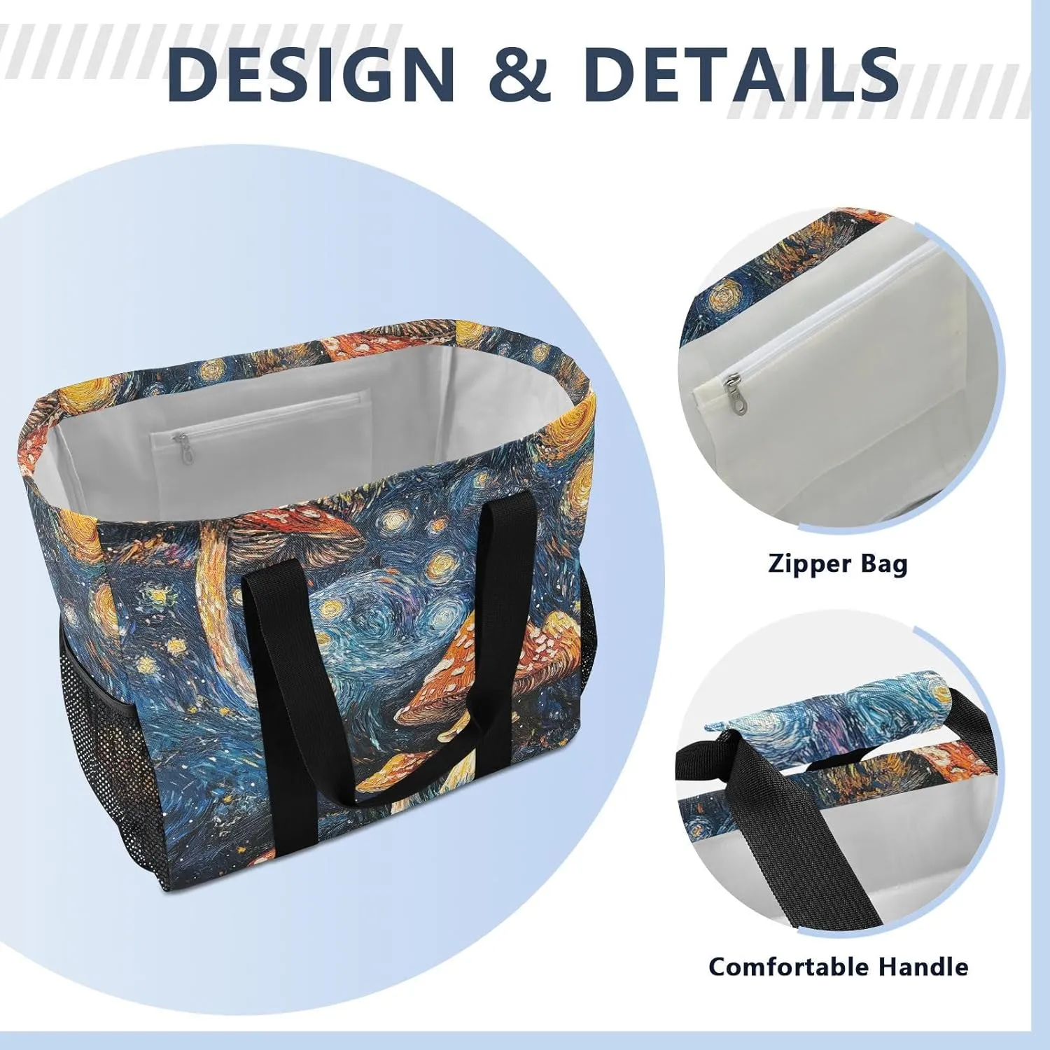 ALAZA Skull Ocean and Pirate Ship Waterproof Beach Tote Bags