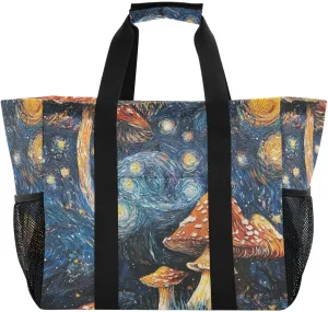 ALAZA Skull Ocean and Pirate Ship Waterproof Beach Tote Bags