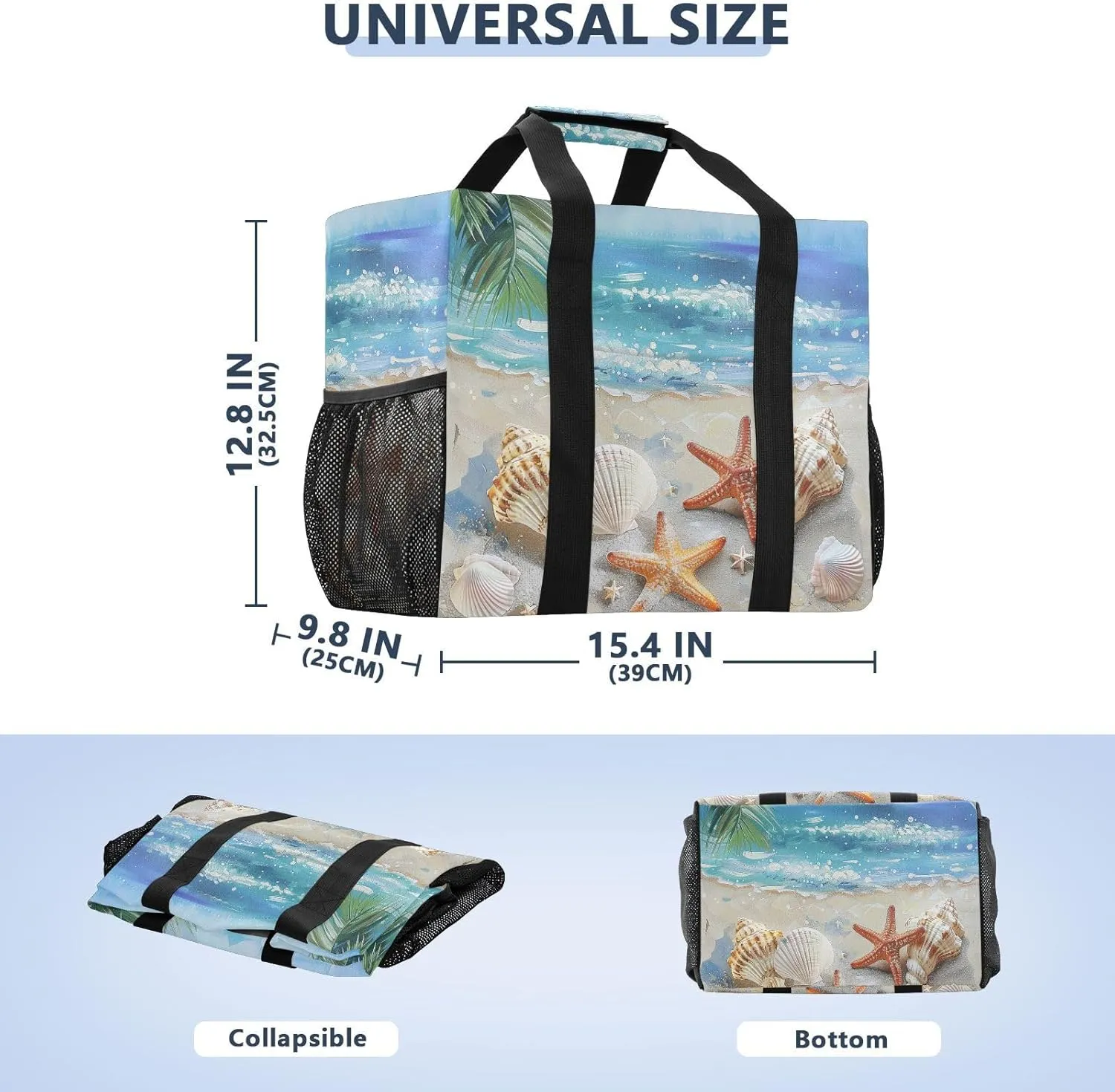 ALAZA Starfish Summer Beach Palm Sand Waterproof Beach Tote Bags
