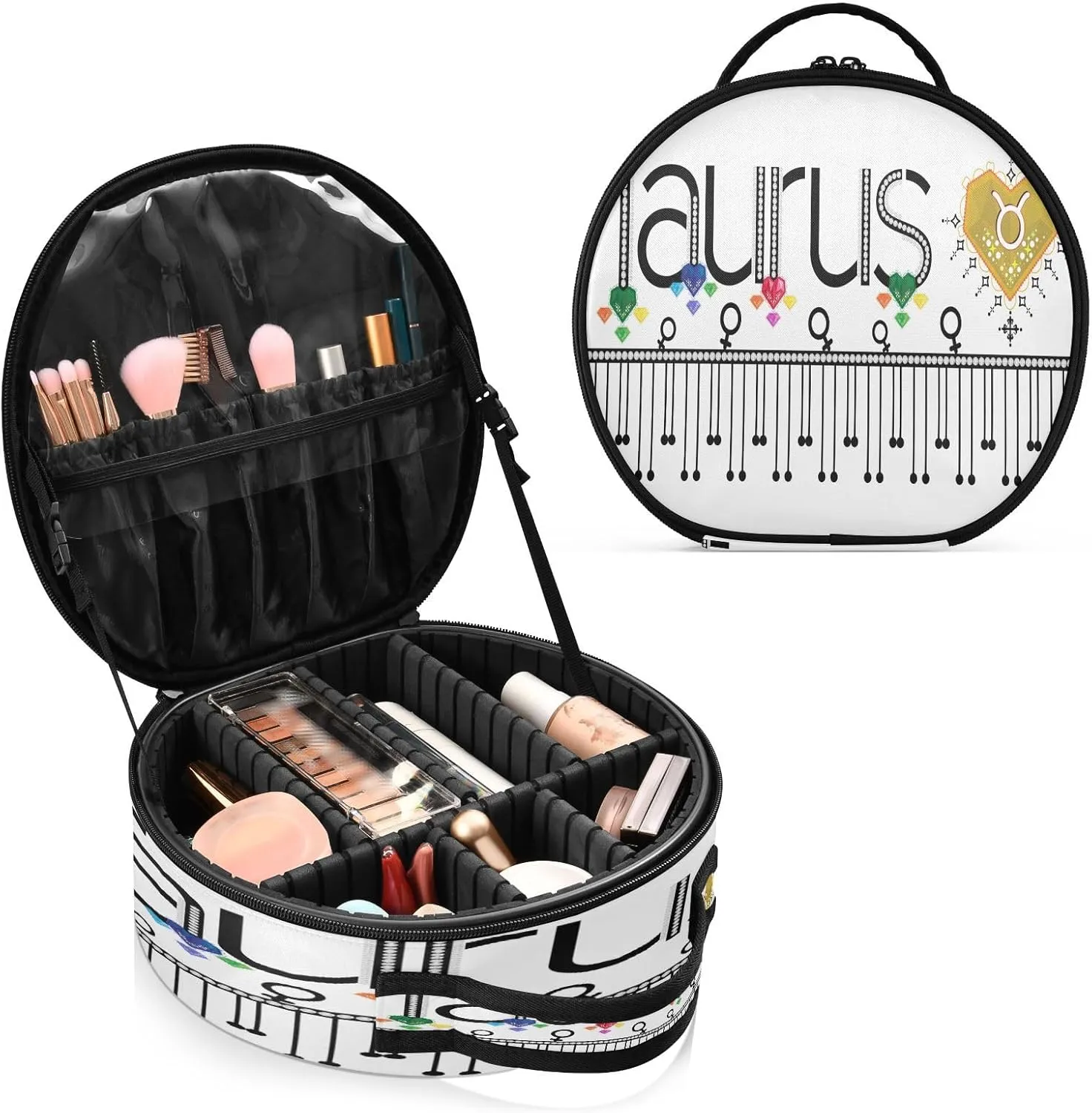 ALAZA Taurus Zodiac Moon Sign Portable Cosmetic Bag Large Capacity Makeup Bags