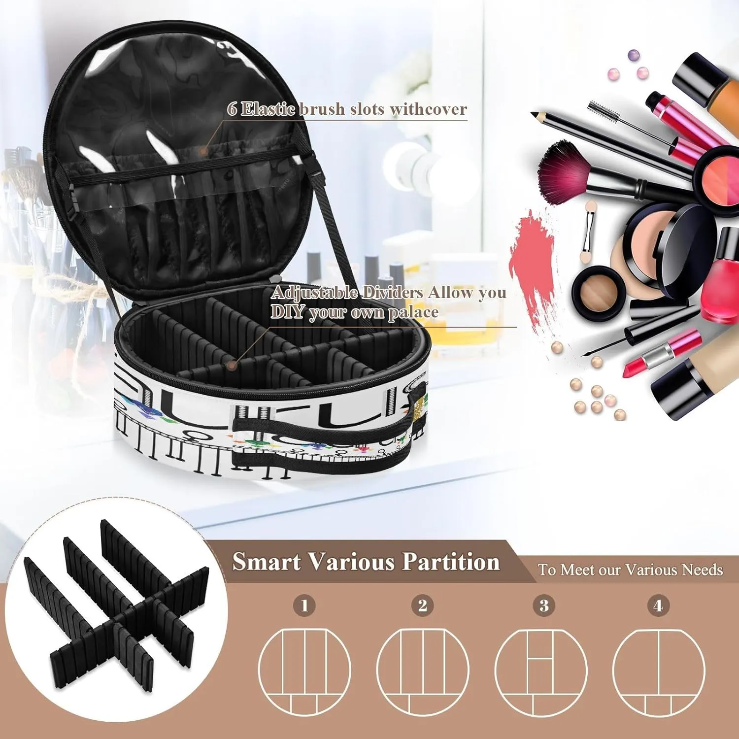 ALAZA Taurus Zodiac Moon Sign Portable Cosmetic Bag Large Capacity Makeup Bags