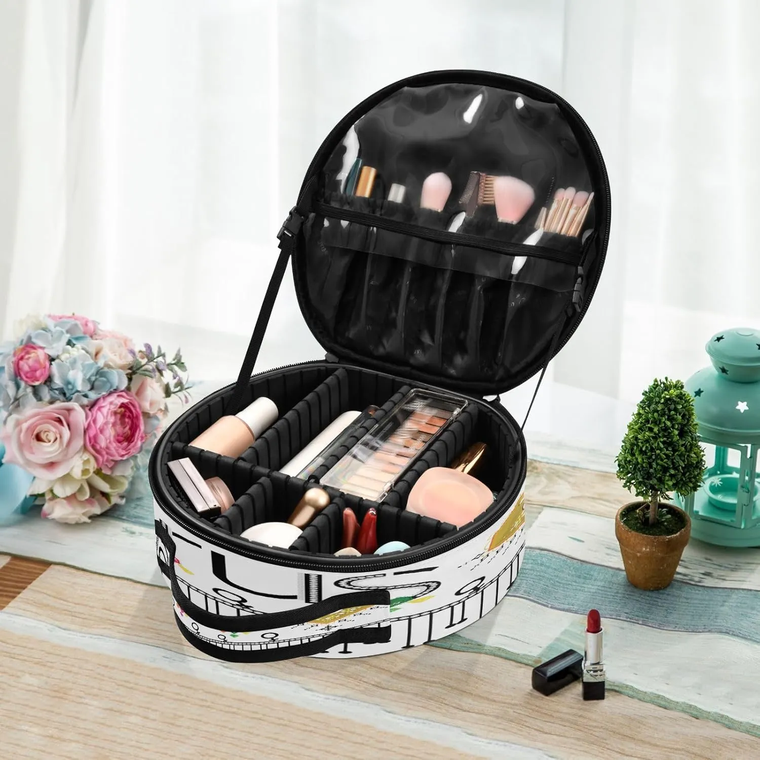 ALAZA Taurus Zodiac Moon Sign Portable Cosmetic Bag Large Capacity Makeup Bags
