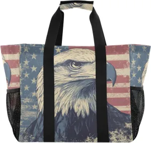 ALAZA Vintage Usa Eagles Waterproof Beach Tote Bags