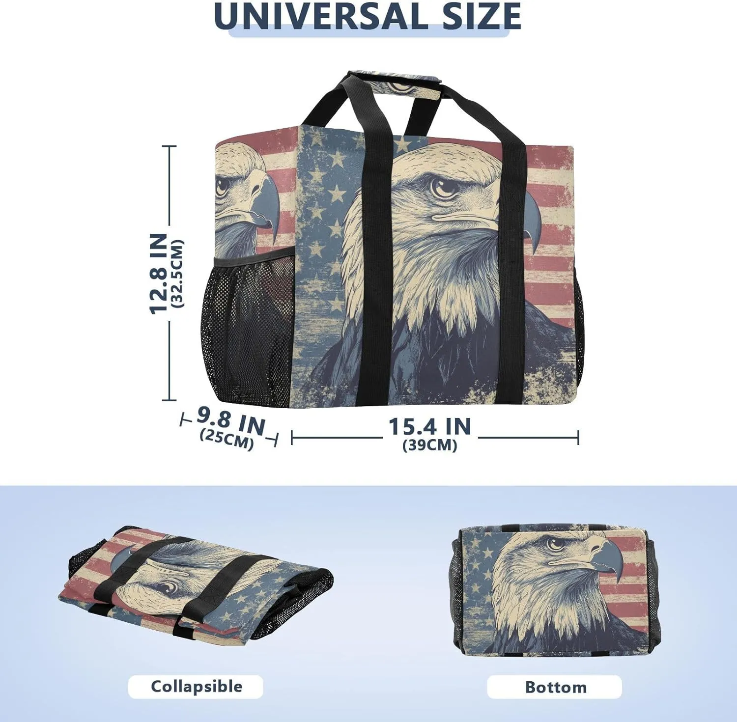 ALAZA Vintage Usa Eagles Waterproof Beach Tote Bags