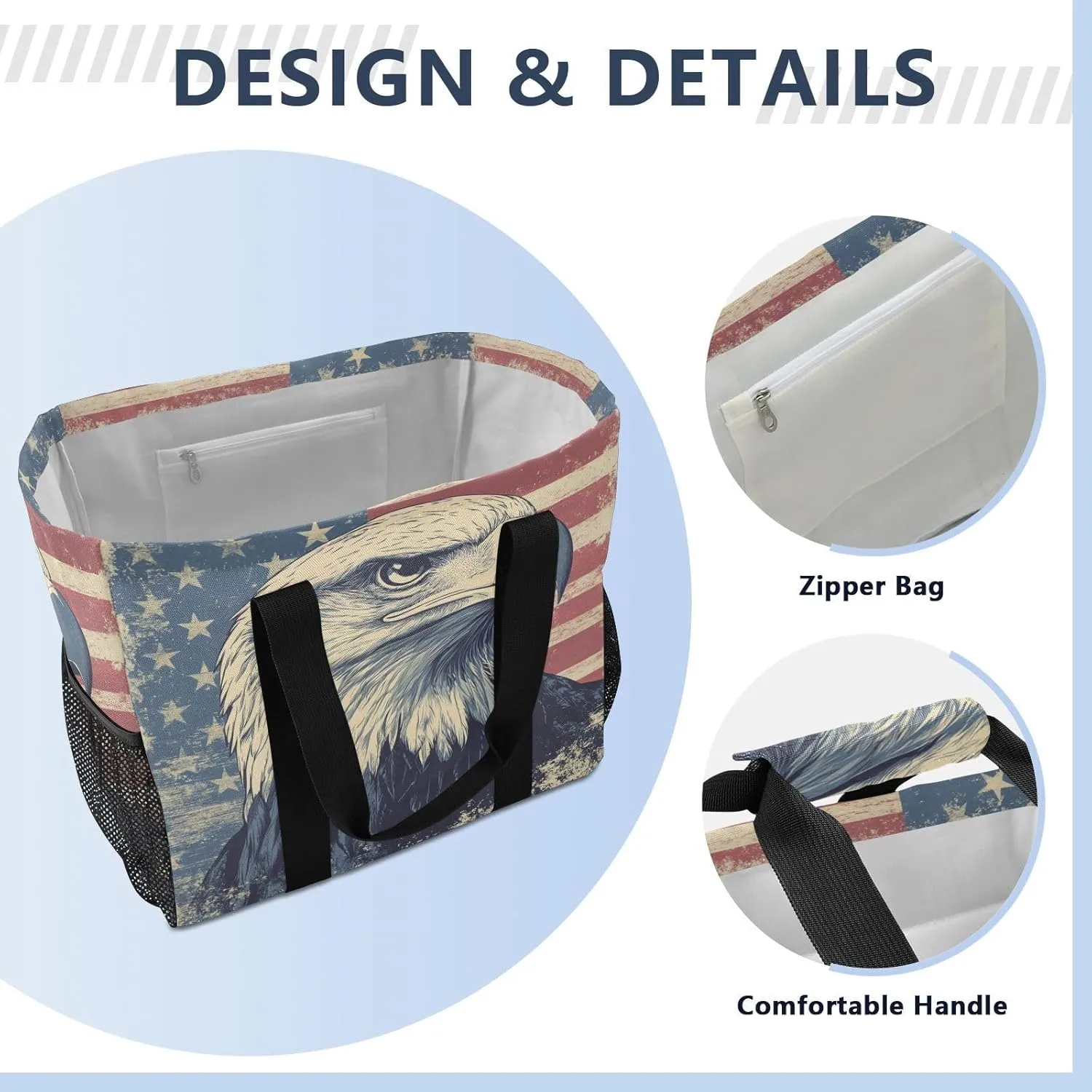 ALAZA Vintage Usa Eagles Waterproof Beach Tote Bags